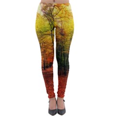 Forest Woods Autumn Nature Lightweight Velour Leggings by Proyonanggan