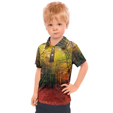 Forest Woods Autumn Nature Kids  Polo T-shirt by Proyonanggan