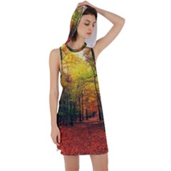 Forest Woods Autumn Nature Racer Back Hoodie Dress by Proyonanggan