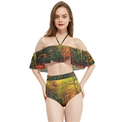 Forest Woods Autumn Nature Halter Flowy Bikini Set  by Proyonanggan