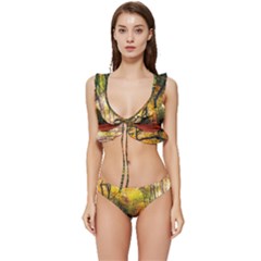 Forest Woods Autumn Nature Low Cut Ruffle Edge Bikini Set by Proyonanggan