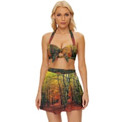 Forest Woods Autumn Nature Vintage Style Bikini Top And Skirt Set  by Proyonanggan