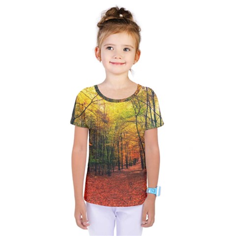 Forest Woods Autumn Nature Kids  One Piece T-shirt by Proyonanggan