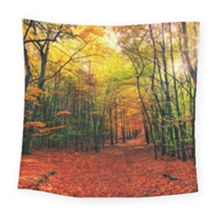 Forest Woods Autumn Nature Square Tapestry (large)