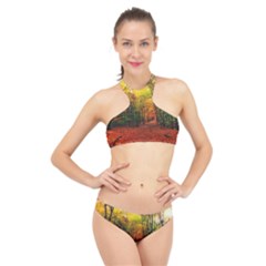 Forest Woods Autumn Nature High Neck Bikini Set by Proyonanggan