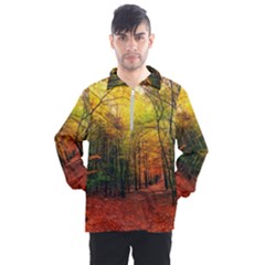 Forest Woods Autumn Nature Men s Half Zip Pullover