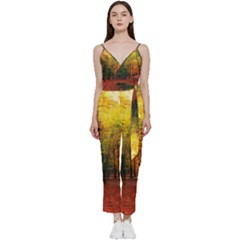 Forest Woods Autumn Nature V-neck Camisole Jumpsuit by Proyonanggan