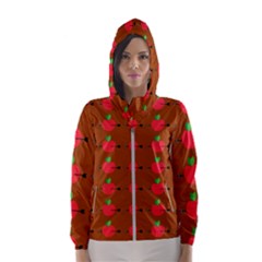 Apple Arrow Pattern Design Drawing Women s Hooded Windbreaker