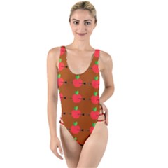 Apple Arrow Pattern Design Drawing High Leg Strappy Swimsuit by Proyonanggan