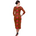 Apple Arrow Pattern Design Drawing Quarter Sleeve Midi Velour Bodycon Dress View2