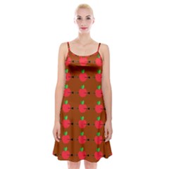 Apple Arrow Pattern Design Drawing Spaghetti Strap Velvet Dress