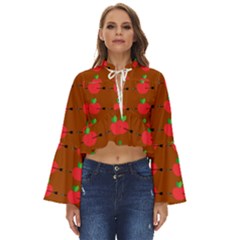 Apple Arrow Pattern Design Drawing Boho Long Bell Sleeve Top