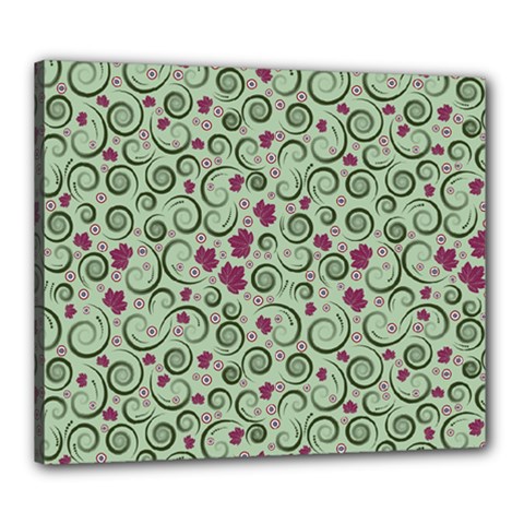 Swirls Foliage Leaves Green Canvas 24  X 20  (stretched) by Proyonanggan