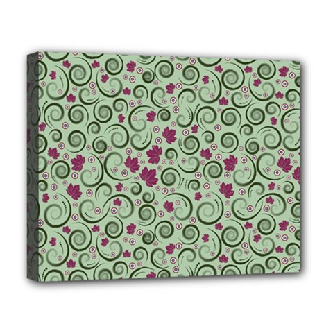 Swirls Foliage Leaves Green Deluxe Canvas 20  X 16  (stretched) by Proyonanggan