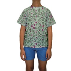 Swirls Foliage Leaves Green Kids  Short Sleeve Swimwear by Proyonanggan