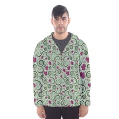 Swirls Foliage Leaves Green Men s Hooded Windbreaker