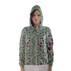 Swirls Foliage Leaves Green Women s Hooded Windbreaker