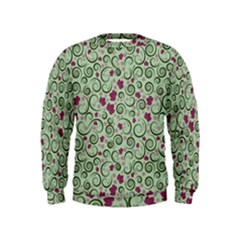 Swirls Foliage Leaves Green Kids  Sweatshirt