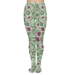 Swirls Foliage Leaves Green Tights