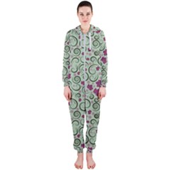 Swirls Foliage Leaves Green Hooded Jumpsuit (ladies)