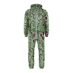 Swirls Foliage Leaves Green Hooded Jumpsuit (kids)