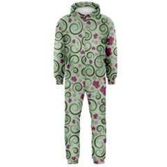 Swirls Foliage Leaves Green Hooded Jumpsuit (men)