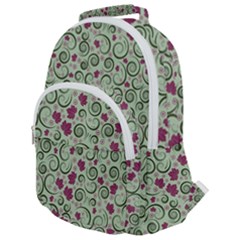 Swirls Foliage Leaves Green Rounded Multi Pocket Backpack by Proyonanggan