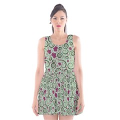 Swirls Foliage Leaves Green Scoop Neck Skater Dress by Proyonanggan