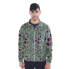 Swirls Foliage Leaves Green Men s Windbreaker