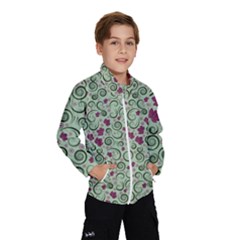 Swirls Foliage Leaves Green Kids  Windbreaker