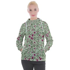 Swirls Foliage Leaves Green Women s Hooded Pullover