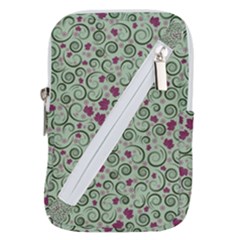 Swirls Foliage Leaves Green Belt Pouch Bag (small) by Proyonanggan