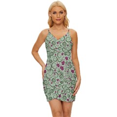 Swirls Foliage Leaves Green Wrap Tie Front Dress by Proyonanggan