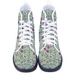 Swirls Foliage Leaves Green Men s High-top Canvas Sneakers by Proyonanggan