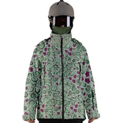 Swirls Foliage Leaves Green Men s Zip Ski And Snowboard Waterproof Breathable Jacket