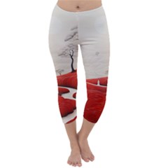 Trees Forest Path Capri Winter Leggings 