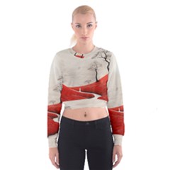 Trees Forest Path Cropped Sweatshirt