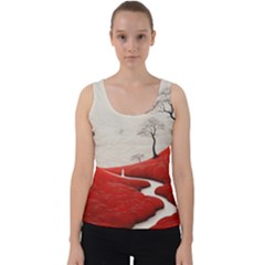 Trees Forest Path Velvet Tank Top by Proyonanggan