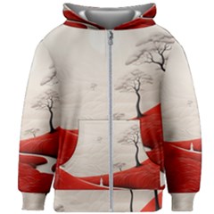 Trees Forest Path Kids  Zipper Hoodie Without Drawstring