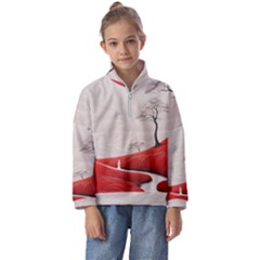 Trees Forest Path Kids  Half Zip Hoodie