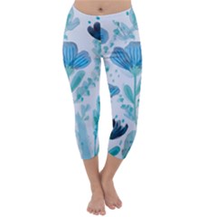 Flowers Petals Bloom Capri Winter Leggings 