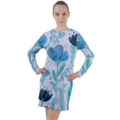 Flowers Petals Bloom Long Sleeve Hoodie Dress