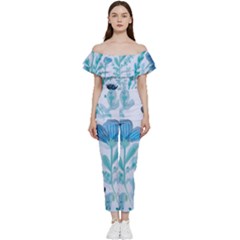 Flowers Petals Bloom Bardot Ruffle Jumpsuit by Proyonanggan