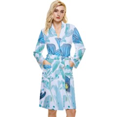 Flowers Petals Bloom Long Sleeve Velvet Robe