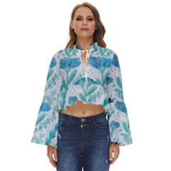 Flowers Petals Bloom Boho Long Bell Sleeve Top