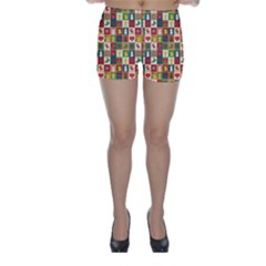 Template Christmas Pattern Skinny Shorts