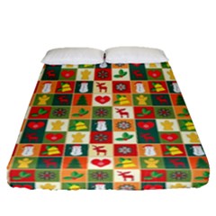 Template Christmas Pattern Fitted Sheet (queen Size)