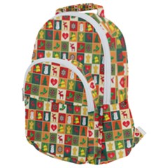 Template Christmas Pattern Rounded Multi Pocket Backpack