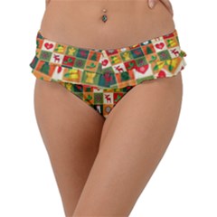 Template Christmas Pattern Frill Bikini Bottoms