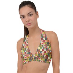 Template Christmas Pattern Halter Plunge Bikini Top